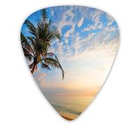 Guitar Picks 12 Pack Universal ABS Guitar Picks,Calm Landscape Photo Of Exotic Palm Trees On Sandy Beach Steady Sea Cumulus Cloudsfor Acoustic and Electric Guitar