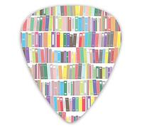 Guitar Picks 12 Pack Universal ABS Guitar Picks,Cartoon Library With Colorful Books Literature Study Reading Novels School Printfor Acoustic and Electric Guitar