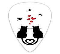 Guitar Picks 12 Pack Universal ABS Guitar Picks,Cats In Love With Heart Shaped Tails Birds Animal Silhouettes Valentines Themefor Acoustic and Electric Guitar