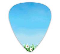 Guitar Picks 12 Pack Universal ABS Guitar Picks,Chamomile Bloom Summer Season Composition Blue Skies With A Blurred Backgroundfor Acoustic and Electric Guitar
