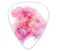 Guitar Picks 12 Pack Universal ABS Guitar Picks,Cherry Flowers Outline Watercolor Paint Stain Backgroundfor Acoustic and Electric Guitar