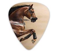 Guitar Picks 12 Pack Universal ABS Guitar Picks,Chestnut Color Horse Jumping In Hackamore Life Force Power Honor Love Sign Printfor Acoustic and Electric Guitar