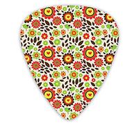 Guitar Picks 12 Pack Universal ABS Guitar Picks,Childlike Drawing Of Summer Garden With Colorful Flowers Cute Birds Fallen Leavesfor Acoustic and Electric Guitar