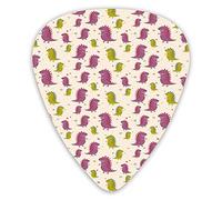 Guitar Picks 12 Pack Universal ABS Guitar Picks,Chubby Dinosaur Standing Happily Stegosaurus Cartoon Pastel Hearts Leavesfor Acoustic and Electric Guitar