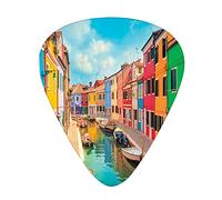 Guitar Picks 12 Pack Universal ABS Guitar Picks,Colorful Buildings and Water Canal with s Island in The Venetian Lagoon,for Acoustic and Electric Guitar