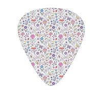 Guitar Picks 12 Pack Universal ABS Guitar Picks,Colorful Flora and Fauna in Nature Coming of The Spring Themed Illustration,for Acoustic and Electric Guitar