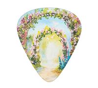 Guitar Picks 12 Pack Universal ABS Guitar Picks,Colorful Floral Arch in The Summer Park Romantic Feminine Boho Paint Style Print,for Acoustic and Electric Guitar,Cream