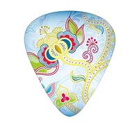 Guitar Picks 12 Pack Universal ABS Guitar Picks,Colorful Floral Far Eastern Art Motifs Swirled Lines Dots and Phoenix Bird Figure,for Acoustic and Electric Guitar,Blue and Multicolor