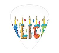 Guitar Picks 12 Pack Universal ABS Guitar Picks,Colorful Girl Name with Balloons Bitten Letters Candles Cartoon Style Illustration,for Acoustic and Electric Guitar