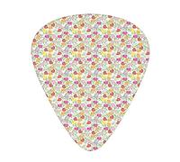 Guitar Picks 12 Pack Universal ABS Guitar Picks,Colorful Graphic Art of Heart Shaped Rose Petals in Garden with Green Foliage Leaves,for Acoustic and Electric Guitar