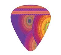 Guitar Picks 12 Pack Universal ABS Guitar Picks,Colorful Mandala Design with South Asian Folklore Inspirations Bullseye Circles,for Acoustic and Electric Guitar,Orange Perple