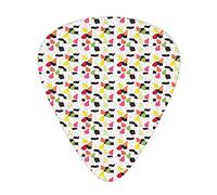 Guitar Picks 12 Pack Universal ABS Guitar Picks,Colorful Pear in Style on Abstract Angled Lines Background Fruit Pattern,for Acoustic and Electric Guitar
