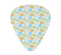 Guitar Picks 12 Pack Universal ABS Guitar Picks,Colorful Sketch Style Roses with Hearts and Leaves Botanic Theme,for Acoustic and Electric Guitar,Lime Green Sky Blue Marigold