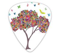 Guitar Picks 12 Pack Universal ABS Guitar Picks,Colorful Tree With Butterflies Heart Happiness Love Theme Bloom Summer Lifefor Acoustic and Electric Guitar