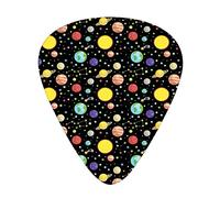 Guitar Picks 12 Pack Universal ABS Guitar Picks,Comets and s Stars with Polka Dots Earth Sun Saturn Mars Solar System,for Acoustic and Electric Guitar