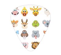 Guitar Picks 12 Pack Universal ABS Guitar Picks,Comic Design of Composition of Smiling Animal Faces Visages Koala Fox Pi Cature Art,for Acoustic and Electric Guitar,Multi