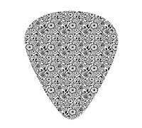 Guitar Picks 12 Pack Universal ABS Guitar Picks,Coming of The Summer Theme Tropical Pattern with Plants and Berries Monochrome,for Acoustic and Electric Guitar,Black And White