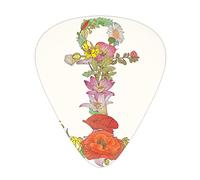 Guitar Picks 12 Pack Universal ABS Guitar Picks,Composition with Different Detailed Spring Flowers Blooming Nature and Marine Life,for Acoustic and Electric Guitar