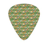 Guitar Picks 12 Pack Universal ABS Guitar Picks,Continuous Pattern with Tropical Foliage Plant Leaves and Bird of Paradise Flower,for Acoustic and Electric Guitar