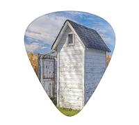 Guitar Picks 12 Pack Universal ABS Guitar Picks,Country Farm Life Cottage with Wheat and Grass Under Sky Image,for Acoustic and Electric Guitar,Marigold Green Blue and White