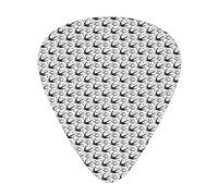 Guitar Picks 12 Pack Universal ABS Guitar Picks,Crescent Moon Pattern with Flying Swallow Birds and Stars Cosmic Boho Gypsy Pattern,for Acoustic and Electric Guitar,Black White