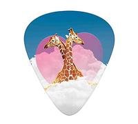 Guitar Picks 12 Pack Universal ABS Guitar Picks,Cuddly Giraffes Living onffy Clouds with Heart Figure on The Background Work of Art,for Acoustic and Electric Guitar,Multi