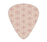 Guitar Picks 12 Pack Universal ABS Guitar Picks,Curved Tree Branch with Fantastic Flowers Leaves Flourish Asian Tile Pattern,for Acoustic and Electric Guitar,Dark Coral Beige