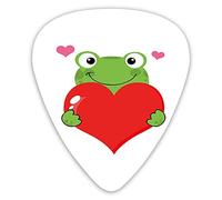 Guitar Picks 12 Pack Universal ABS Guitar Picks,Cute Cartoon Frog Holding Giant Heart Adoration Theme Funny Characterfor Acoustic and Electric Guitar