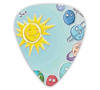 Guitar Picks 12 Pack Universal ABS Guitar Picks,Cute Cartoon Sun And Planets Of Solar System Fun Celestial Chart Baby Kids Nursery Picture Themefor Acoustic and Electric Guitar