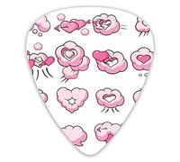Guitar Picks 12 Pack Universal ABS Guitar Picks,Cute Heart Shapedffy Valentine Clouds Cupid Love Romantic Lovers Theme Graphic Patternfor Acoustic and Electric Guitar
