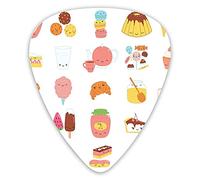 Guitar Picks 12 Pack Universal ABS Guitar Picks,Dessert Concept Sketches Ice Cream Donut Cake Honey Cupcake Chocolate Everything Sweetfor Acoustic and Electric Guitar