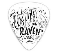 Guitar Picks 12 Pack Universal ABS Guitar Picks,Destiny Is On Raven Wings Quotation With Feathers Stars Circles And The Birdfor Acoustic and Electric Guitar