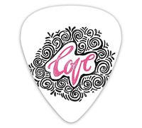 Guitar Picks 12 Pack Universal ABS Guitar Picks,Doodle Artistic Valentines Design Happy Love Concept Pink And Black Colorsfor Acoustic and Electric Guitar
