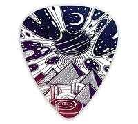 Guitar Picks 12 Pack Universal ABS Guitar Picks,Dream Desert Landscape With Surreal Sky Planets Meteors And Pyramids Printfor Acoustic and Electric Guitar