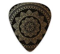 Guitar Picks 12 Pack Universal ABS Guitar Picks,Eastern Tribe Themed Circular Flower Ornamental Meditation Symbolfor Acoustic and Electric Guitar