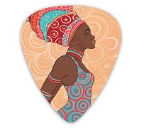 Guitar Picks 12 Pack Universal ABS Guitar Picks,Ethnic Tribal Woman In Native Clothes Savannah Trends Bohemian Culture Art Imagefor Acoustic and Electric Guitar