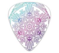 Guitar Picks 12 Pack Universal ABS Guitar Picks,Evil Eye Themed Boho Ombre Color Pattern Hamsa Hands Asian Cosmos Mystical Mandalafor Acoustic and Electric Guitar