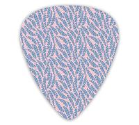 Guitar Picks 12 Pack Universal ABS Guitar Picks,Exotic Foliage Design With Angled Wavy Lines Background In Pink Backgroundfor Acoustic and Electric Guitar