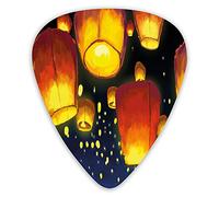 Guitar Picks 12 Pack Universal ABS Guitar Picks,Floating Fanoos Like Devices On Sky Festive Auspicious Asian Culture Chinesefor Acoustic and Electric Guitar