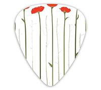 Guitar Picks 12 Pack Universal ABS Guitar Picks,Floral Gardening Theme Image Of Poppies Flourishing On Tall Stems For Springfor Acoustic and Electric Guitar