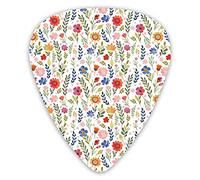 Guitar Picks 12 Pack Universal ABS Guitar Picks,Floral Patterned Illustration With Leaves And Wildflowers Abstract Botanicalfor Acoustic and Electric Guitar