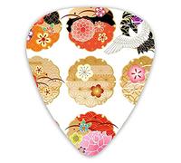 Guitar Picks 12 Pack Universal ABS Guitar Picks,Floral Round Patterns Antique Asian Nature Figures Style Organic Theme Artworkfor Acoustic and Electric Guitar