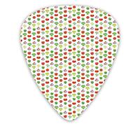 Guitar Picks 12 Pack Universal ABS Guitar Picks,Food Themed Simple Repetitive Pattern With Pepper Onion Broccoli And Tomatoesfor Acoustic and Electric Guitar