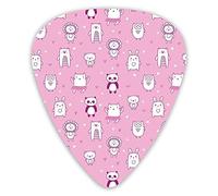 Guitar Picks 12 Pack Universal ABS Guitar Picks,Funny Animals On Pink Background With Stars And Little Heartsfor Acoustic and Electric Guitar