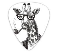 Guitar Picks 12 Pack Universal ABS Guitar Picks,Giraffe Smoking Pipe Dressed Up Fancy Zoo Animal Hipster Style Drawing Retrofor Acoustic and Electric Guitar