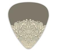 Guitar Picks 12 Pack Universal ABS Guitar Picks,Half Mandala Figure With Rich Floral Curls Traditional Vintage Motiffor Acoustic and Electric Guitar