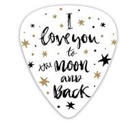Guitar Picks 12 Pack Universal ABS Guitar Picks,Hand Drawn I Love You To The Moon And Back Quote Stars Valentines Celebrationfor Acoustic and Electric Guitar