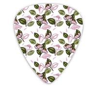 Guitar Picks 12 Pack Universal ABS Guitar Picks,Hand Drawn Retro Flowers And Leaves On Plain Backgroundfor Acoustic and Electric Guitar