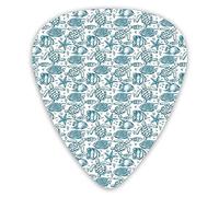 Guitar Picks 12 Pack Universal ABS Guitar Picks,Hand Drawn Sketch Art Style Fauna Of The Sea Turtle Starfish And Fishesfor Acoustic and Electric Guitar
