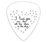 Guitar Picks 12 Pack Universal ABS Guitar Picks,Hand Written Valentines Day Letters With Stars In Shape Of A Heartfor Acoustic and Electric Guitar